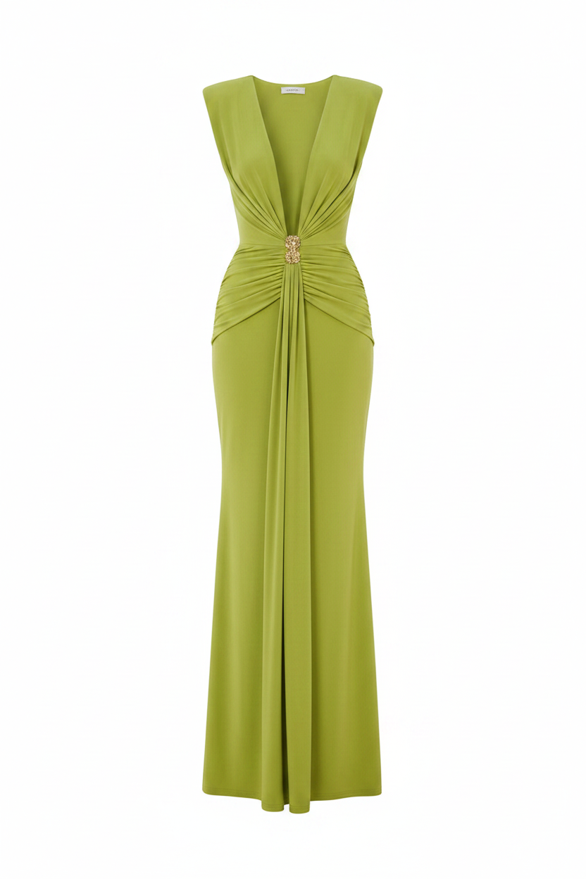 Cielo Maxi Dress Verde - Sin mangas sin etiqueta