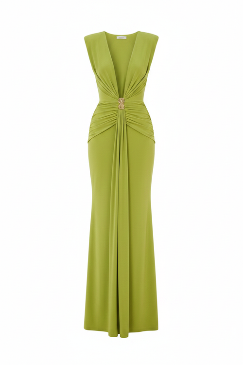 Cielo Maxi Dress Verde - Sin mangas sin etiqueta
