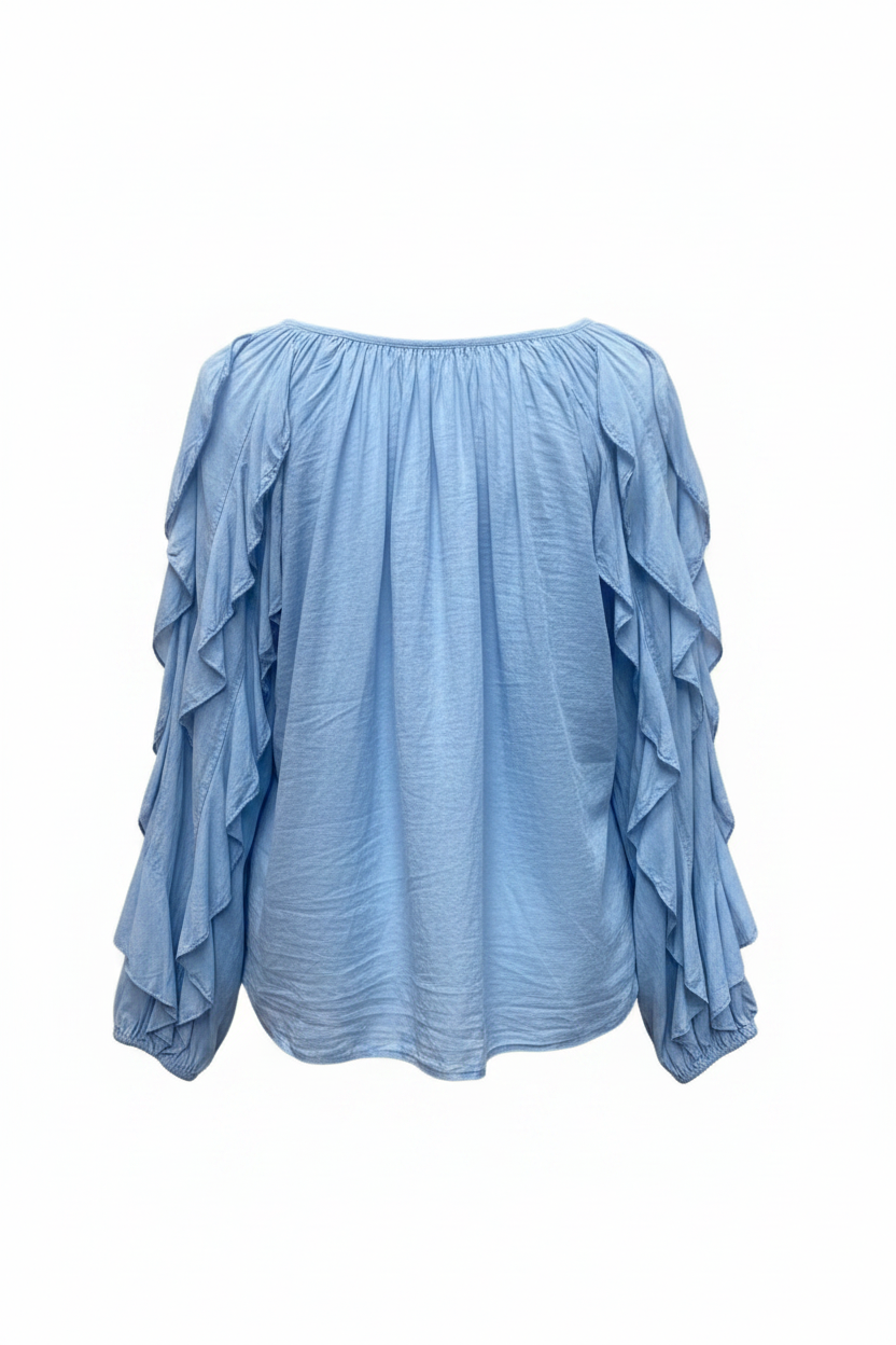 Cotton Serpentine Azul - Escote en V