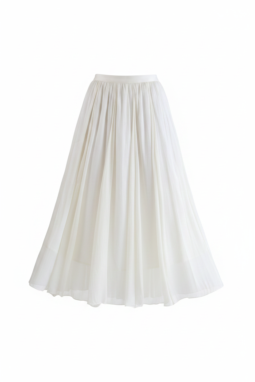 Falda Mesh Blanca - Sin maniquí fondo blanco puro