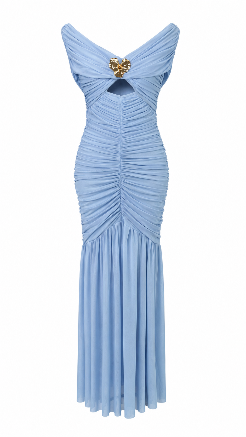 Vestido Azul Hombro