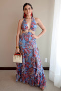 Vestido Largo Print Azul