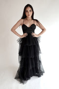 Vestido Largo Capas Mesh