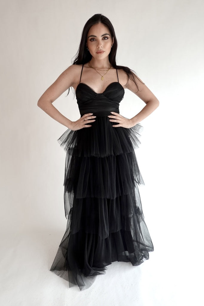 Vestido Largo Capas Mesh