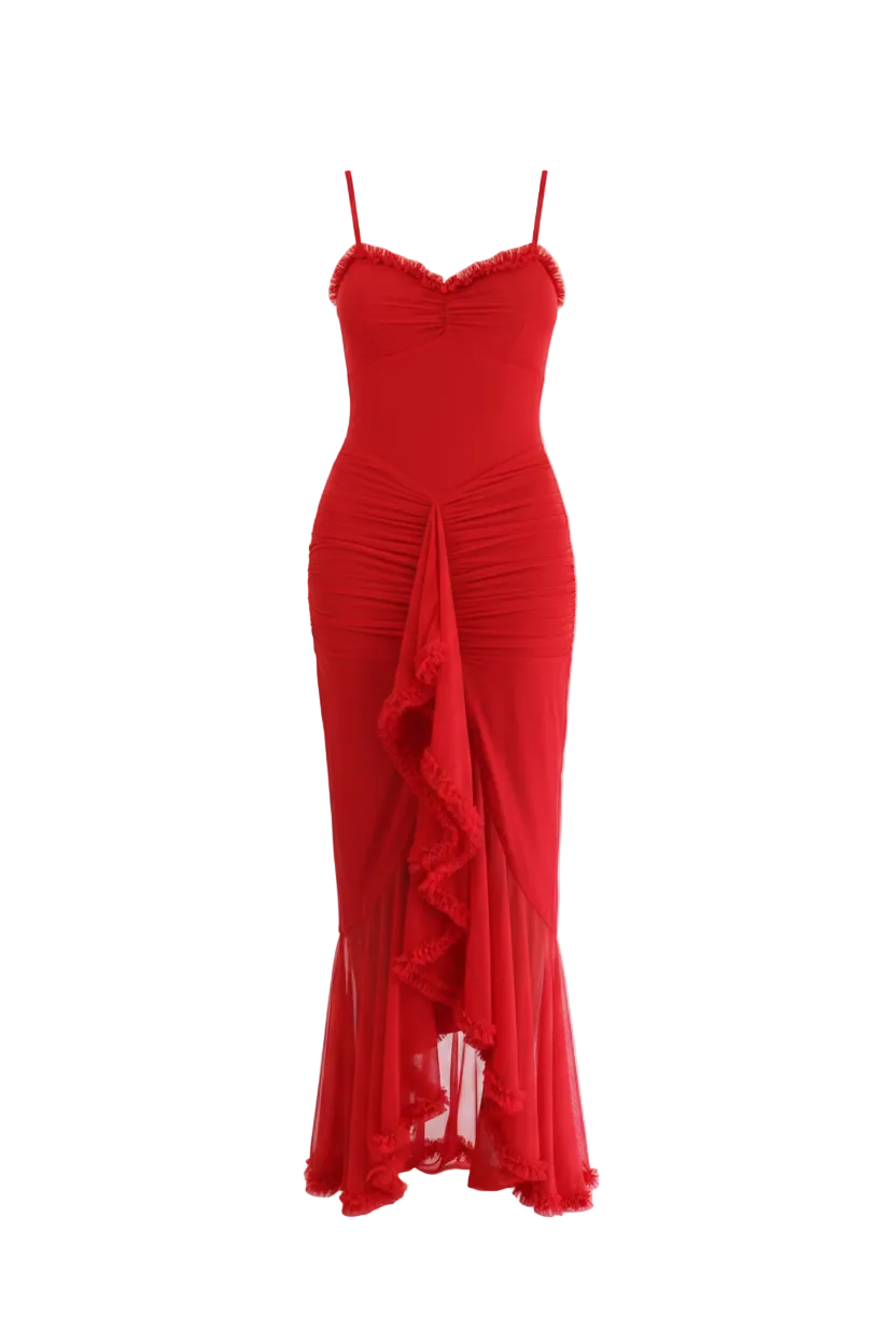 Kira Dress Red - Sin maniquí fondo blanco puro