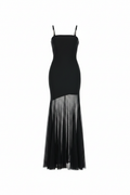 Mara Dress Negro - Mesh transparente sin forro fondo blanco