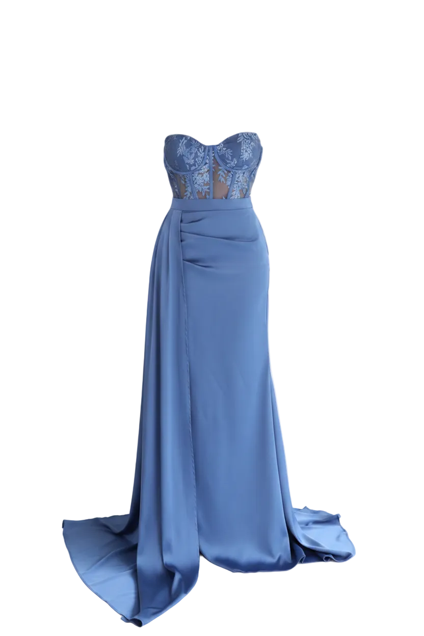 Solstice Dress Blue - Sin mangas fondo blanco puro