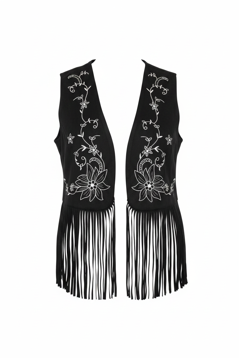 Vest Flecos Negro - Sin botones
