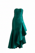 Vestido Strapless Asimétrico Verde - Sin modelo fondo blanco